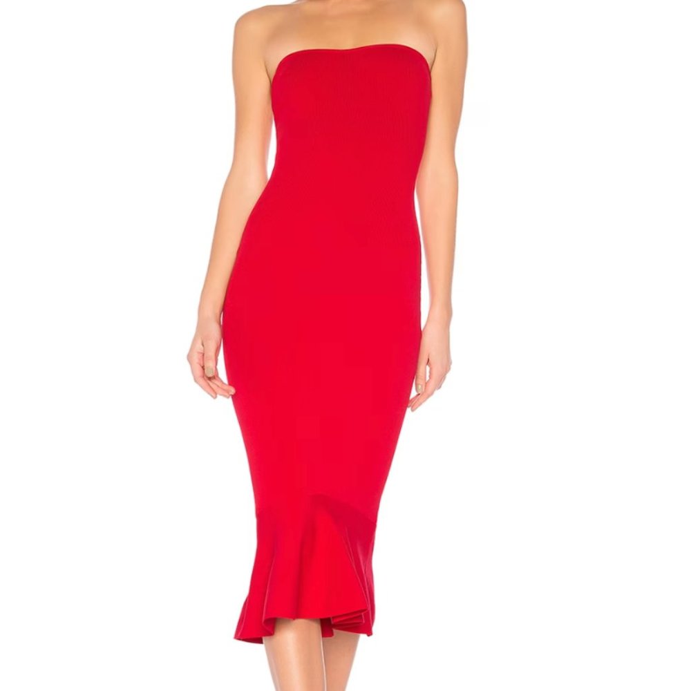 Revolve About Us Red Midi Bodycon Dress